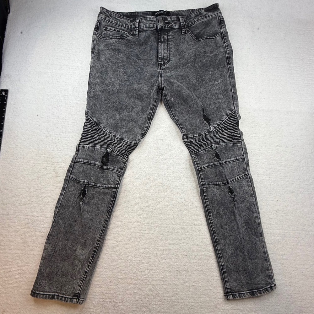 Y2K Smoke &‎ Ash Men's Jeans 36x32 Acid Wash Moto pink Distressed -see note